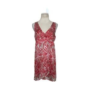 Glam red brown floral racer back mini dress size Small